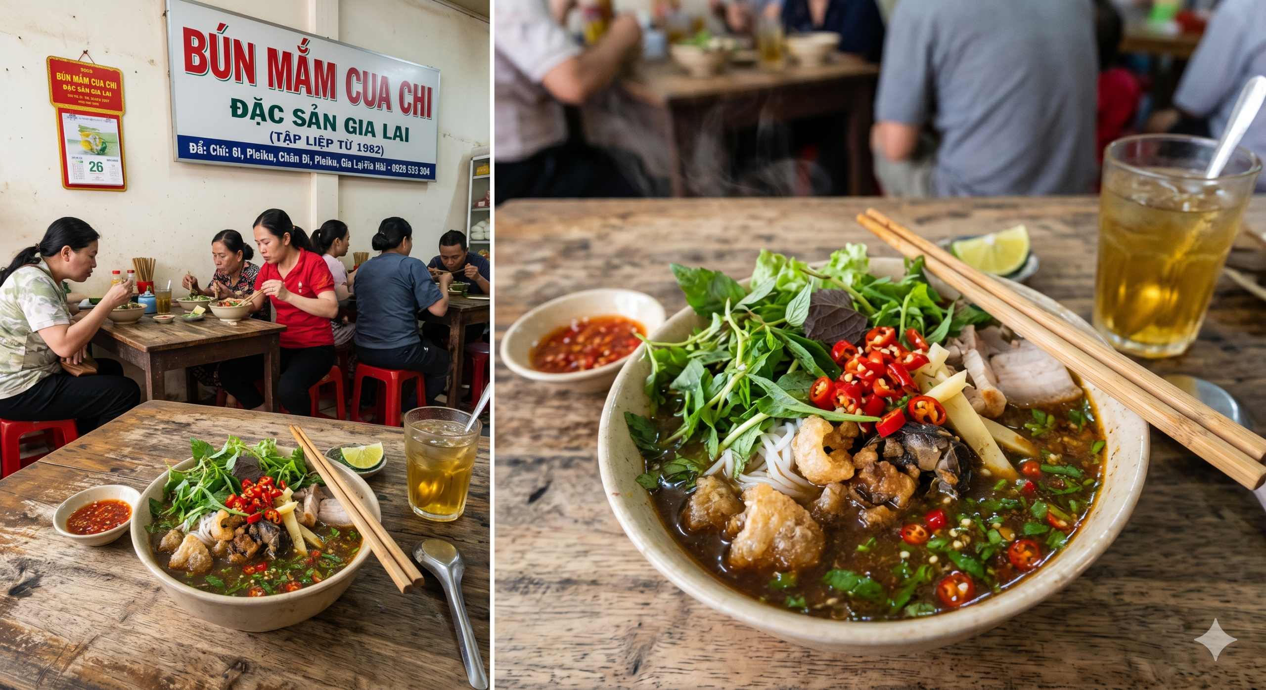 Bún cua chi du lịch pleiku ăn bún cua thúi